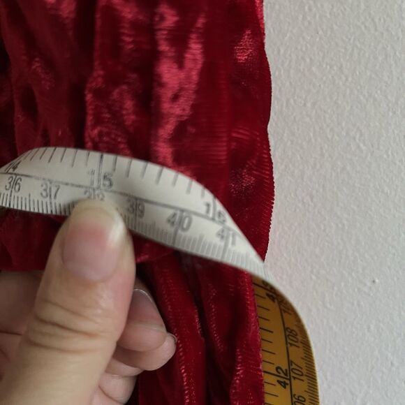 Y2K Roberta Whimsigoth Slip Dress S Velvet Red Sequin Lace Fringe Babydoll - Picture 10 of 11